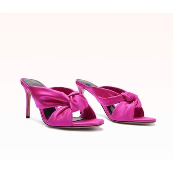 Alexandre Birman Sofia Satin Sandal 85 Neon Pink Sz 39 - Picture 1 of 10